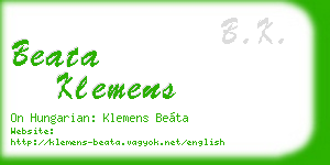 beata klemens business card